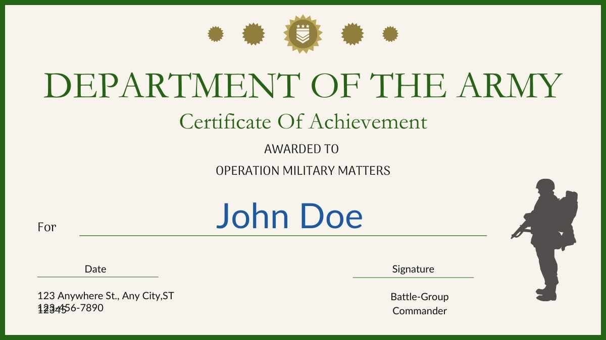 Simple Military Certificates Of Achievement - slide 2