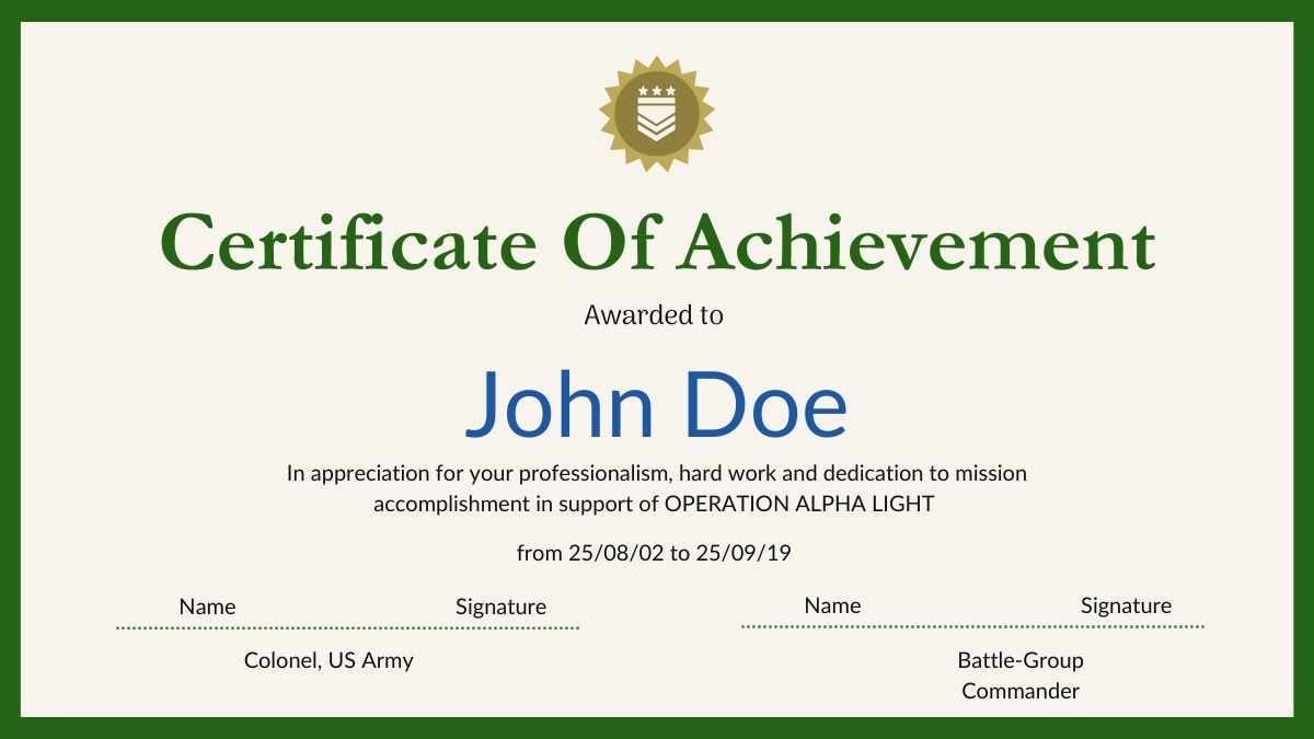 Simple Military Certificates Of Achievement - slide 13