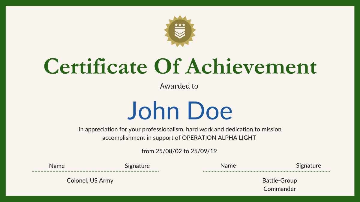 Simple Military Certificates Of Achievement - slide 13