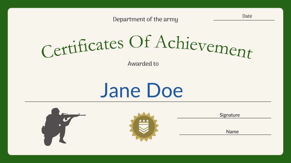 Simple Military Certificates Of Achievement - diapositiva 4