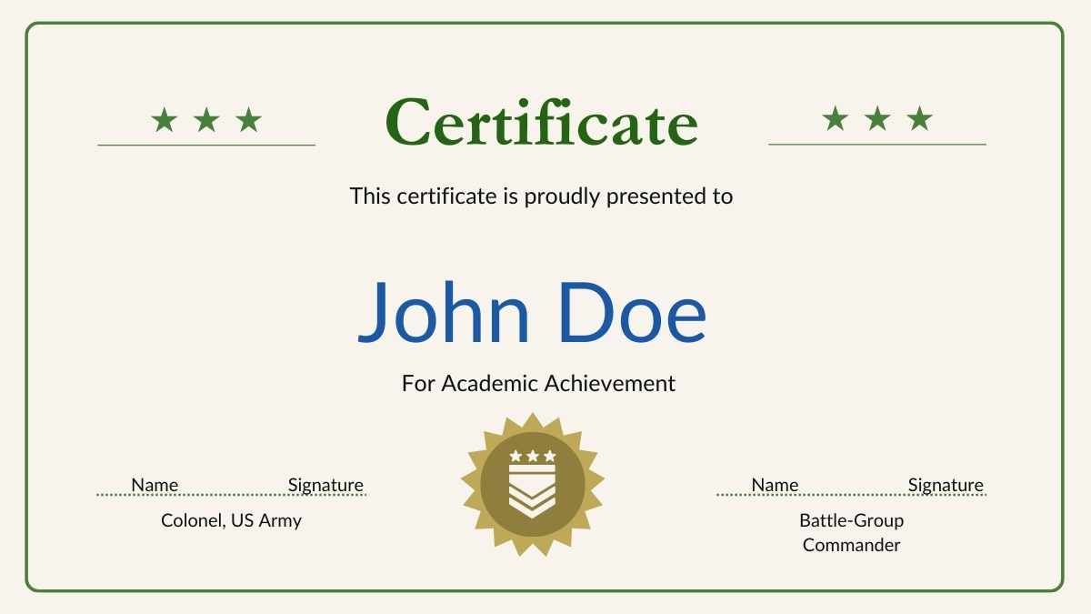 Simple Military Certificates Of Achievement - diapositiva 7