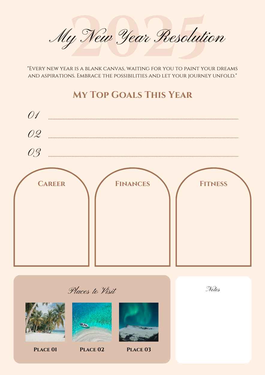 Simple My 2025 New Year Resolution Worksheet - slide 2