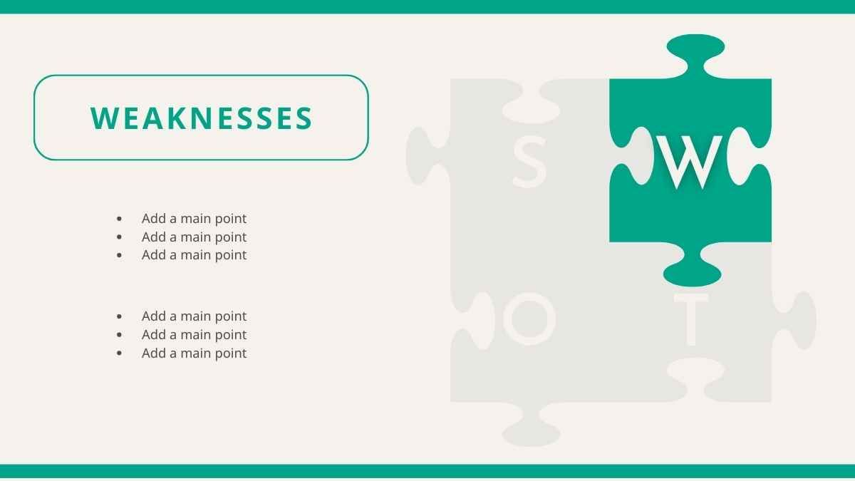 Simple Puzzle SWOT Analysis Slides for Business - diapositiva 4