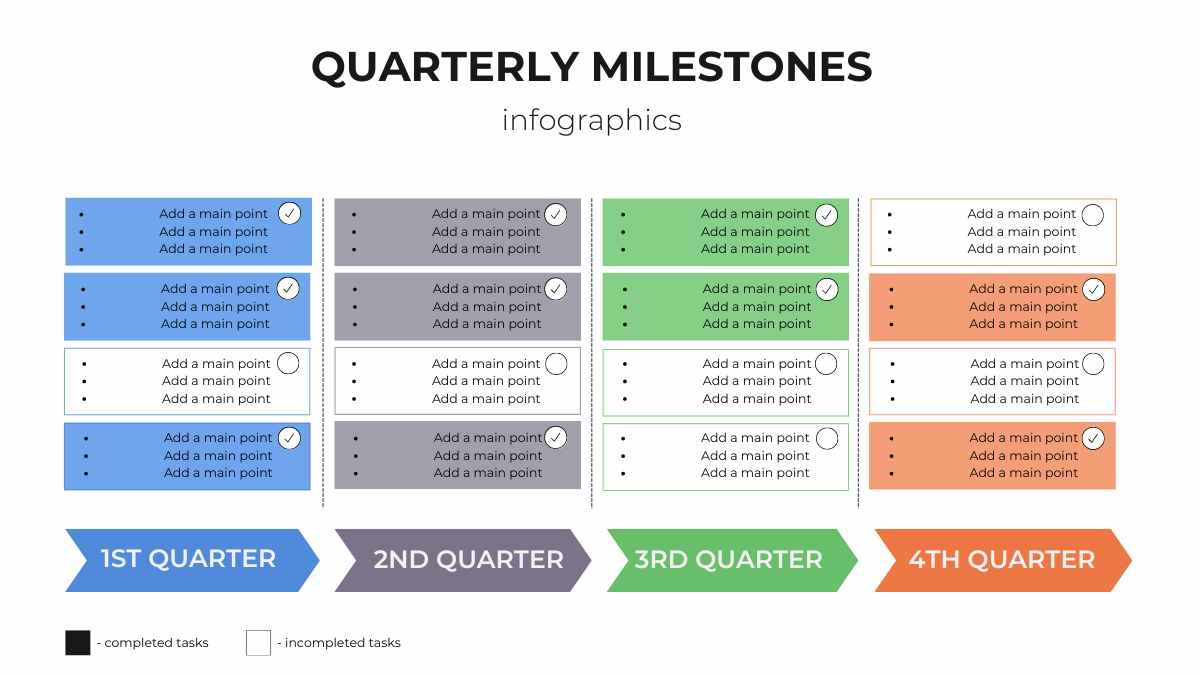 White Quarterly Milestones Infographics - slide 1