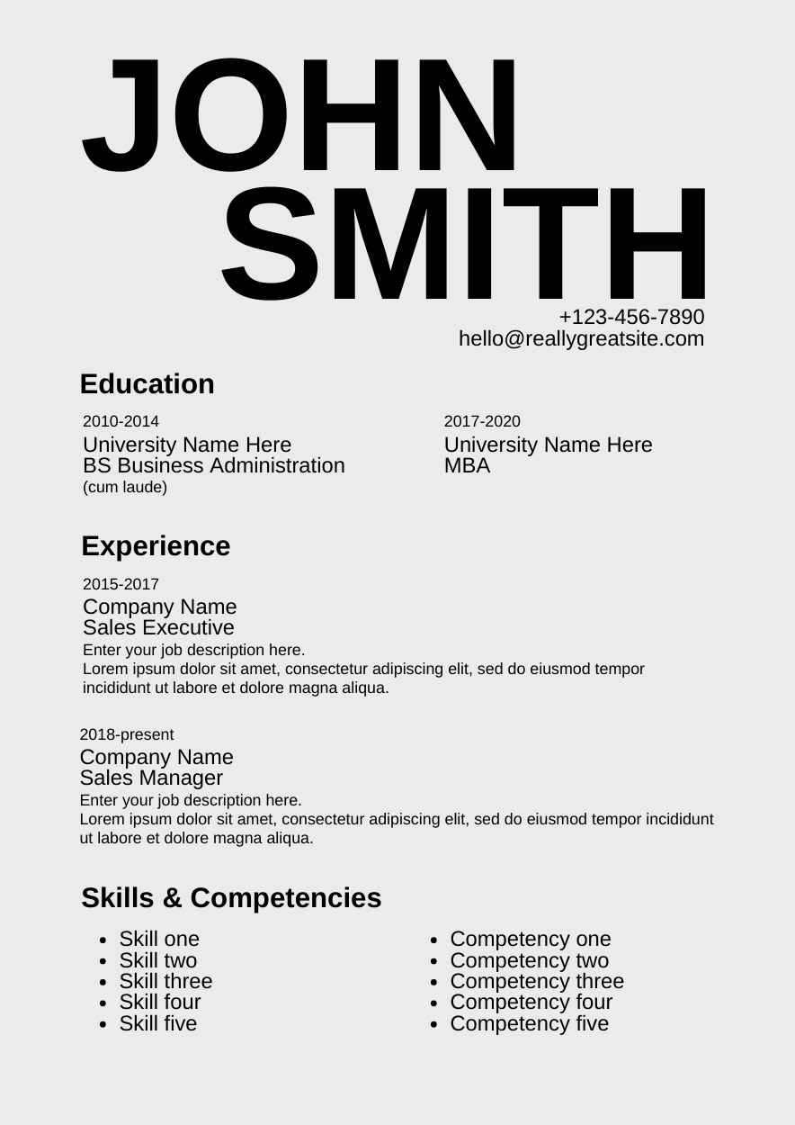 Simple Sales Manager CV Resume - slide 1