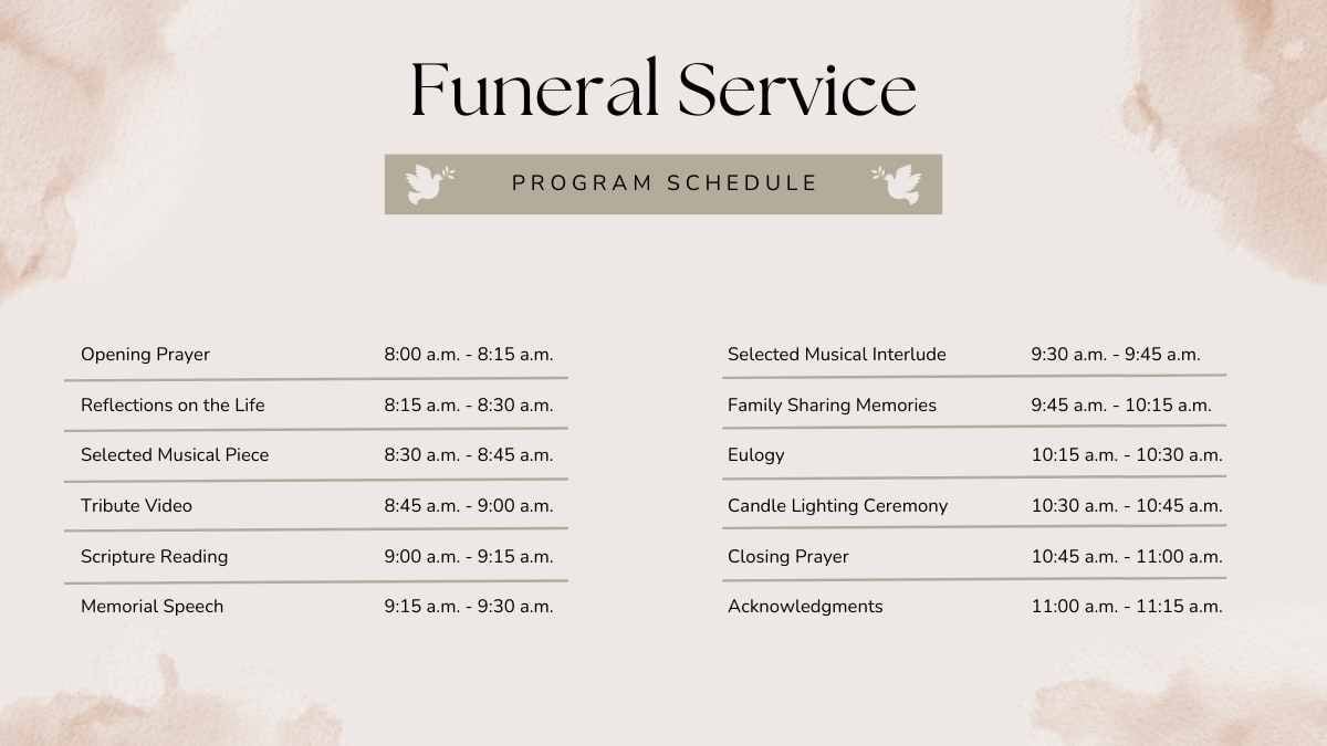 Simple Watercolor Memorial Service Program Invitation - slide 2