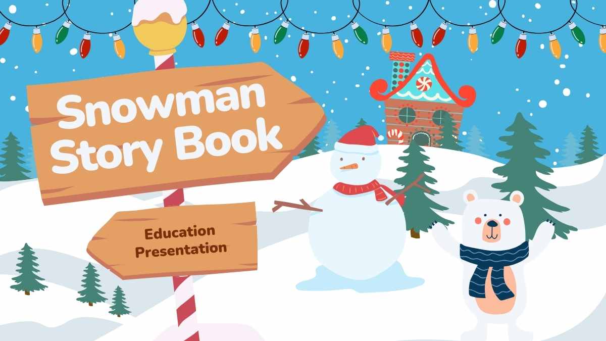 Illustrated Snowman Story Book Slides - slide 1