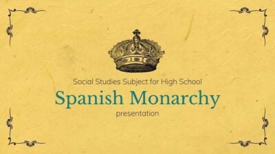 Materia de Estudios Sociales para Secundaria Monarquía Española Plantillas Educativas Vintage en Amarillo