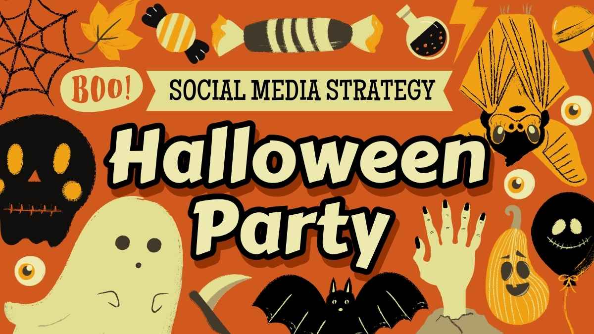 Estrategia de Redes Sociales para una Fiesta de Halloween Espeluznante Plantillas - diapositiva 1