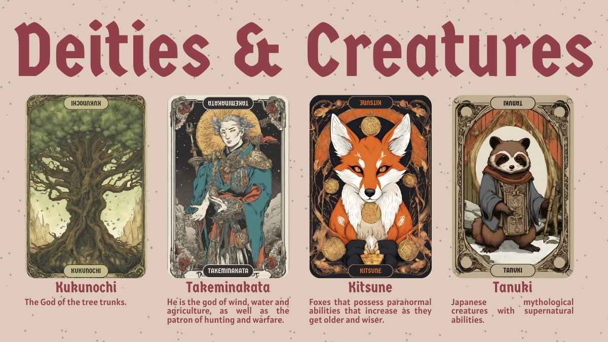 Tarot Card Style Asian Forests Mythology Slides - slide 14