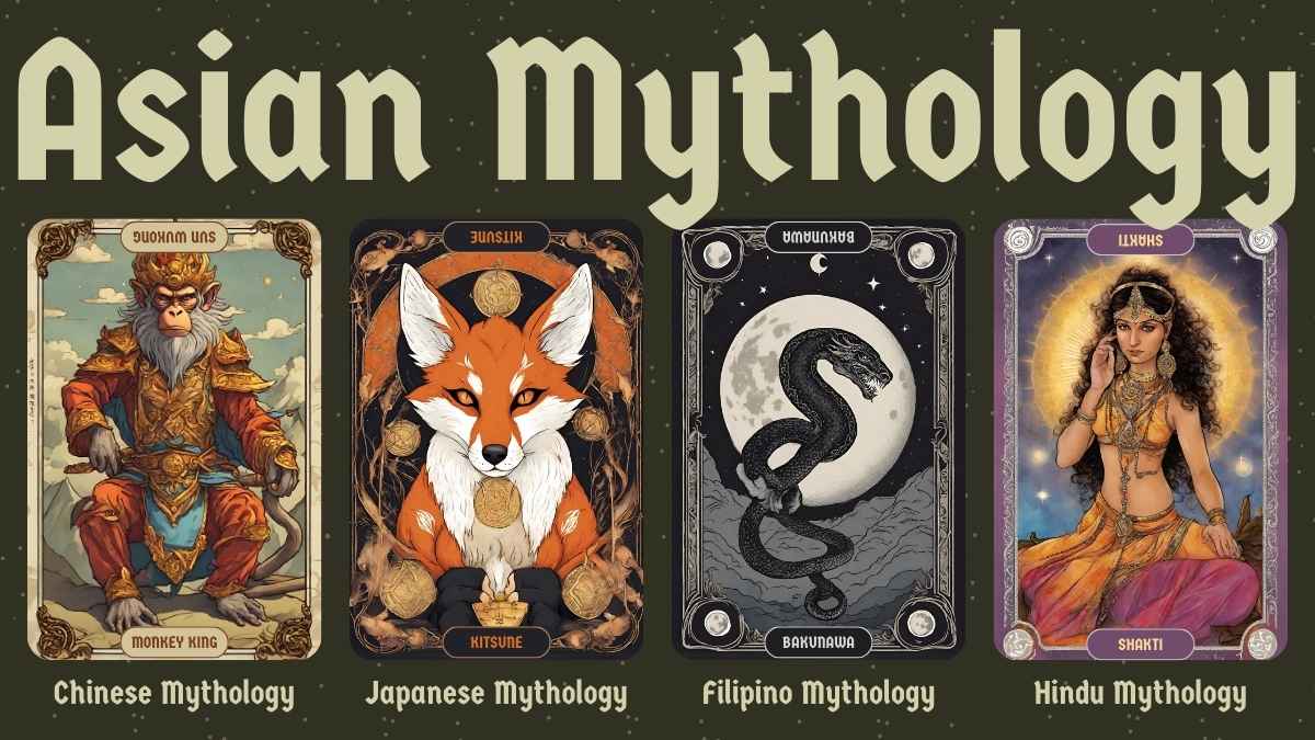 Tarot Card Style Asian Forests Mythology Slides - slide 6