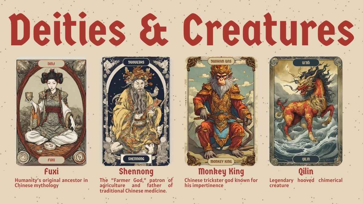 Tarot Card Style Asian Forests Mythology Slides - slide 9