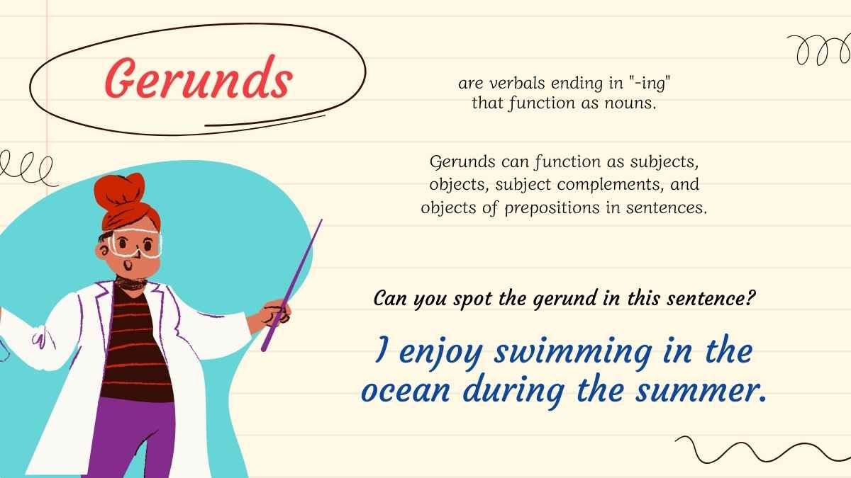 Verbals, Gerunds and Participles Lesson for Middle School - slide 8