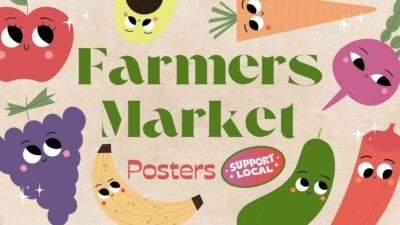 Posters Estéticos y Vintage para el Mercado de Agricultores Plantillas