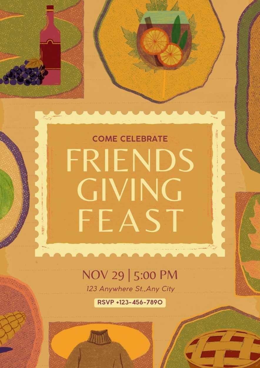 Vintage Friendsgiving Invitations - slide 1