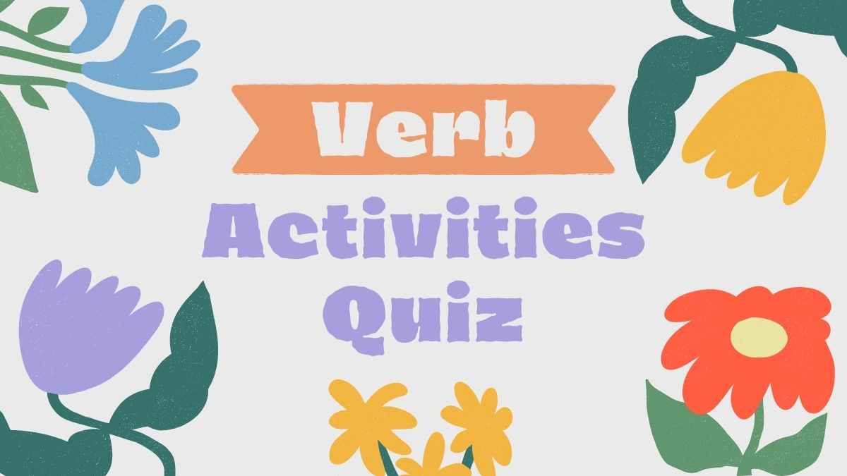 Cute Floral Verb Activities Quiz Slides - slide 1