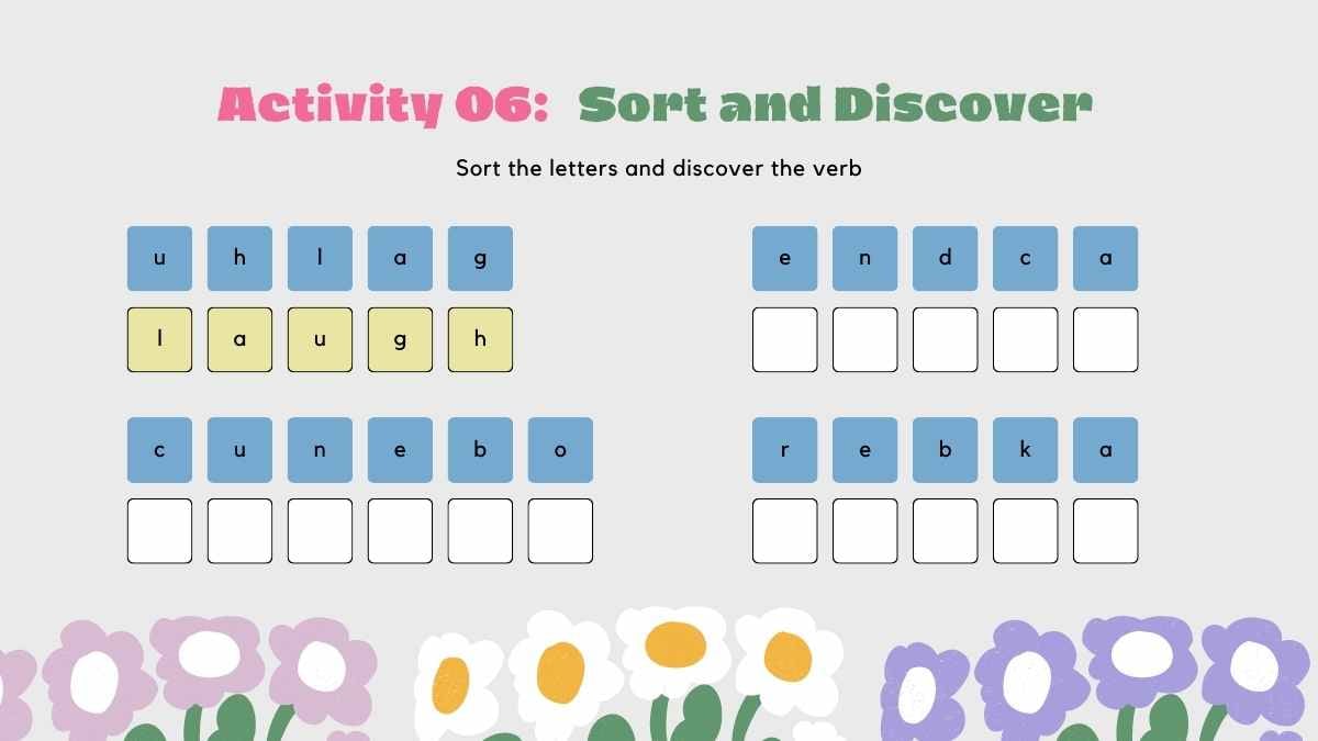 Cute Floral Verb Activities Quiz Slides - slide 13