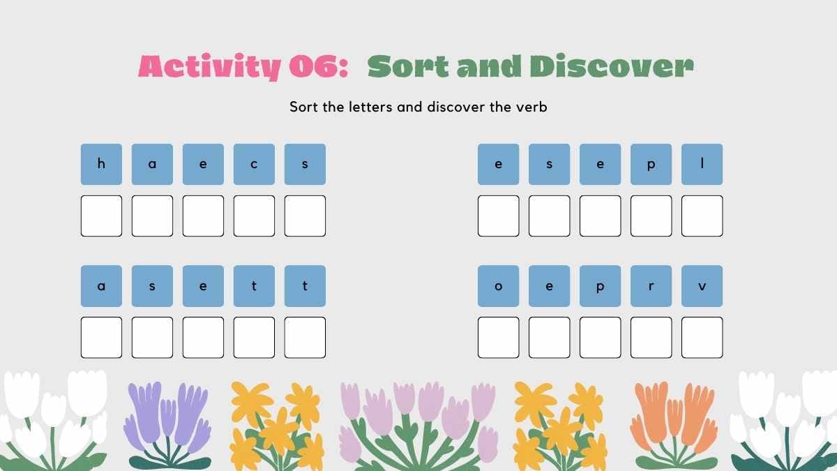 Cute Floral Verb Activities Quiz Slides - slide 14