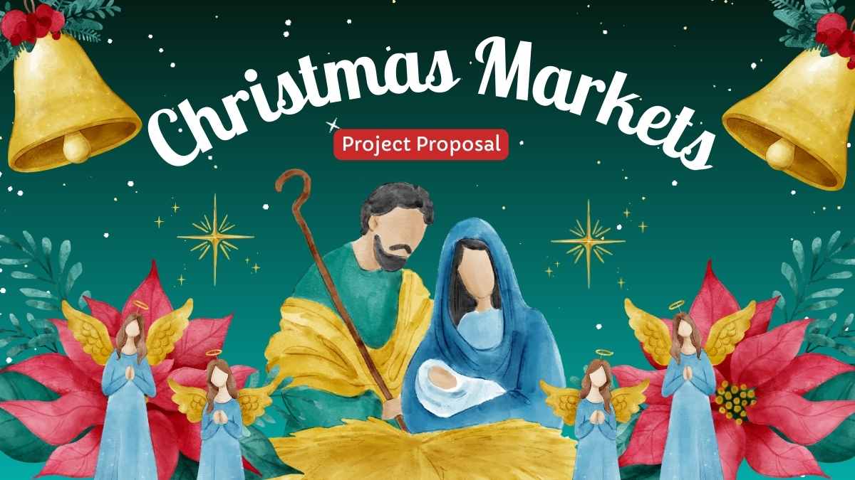 Slides de Proposta de Projeto para Mercados de Natal em Aquarela - deslizar 1