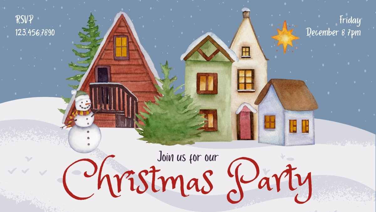 Watercolor Christmas Party Invitations - slide 6