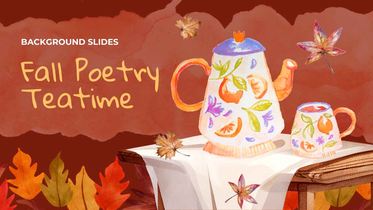 Watercolor Fall Poetry Teatime Background Slides - slide 1