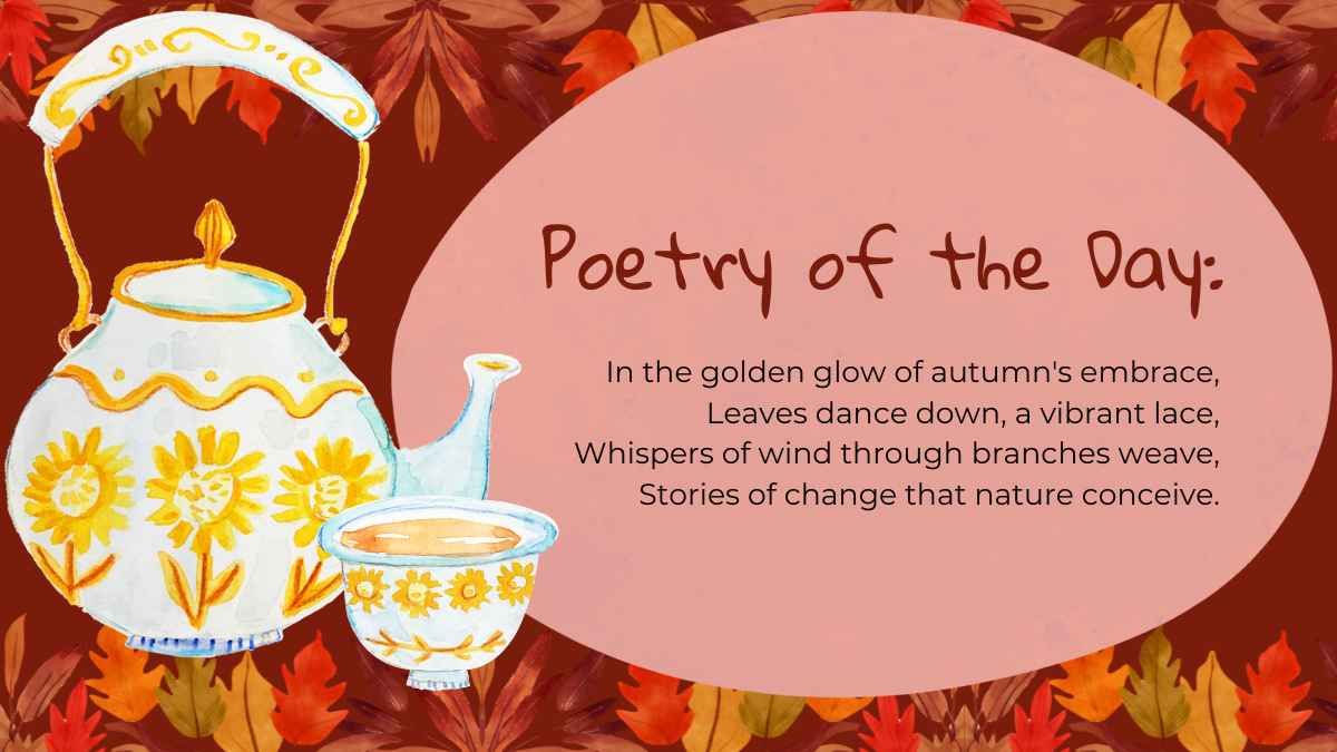 Watercolor Fall Poetry Teatime Background Slides - slide 11