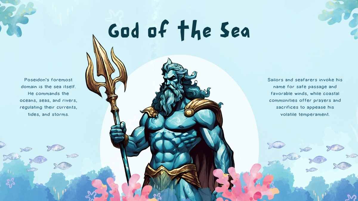 Watercolor Greek God: Poseidon Slides - slide 7