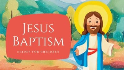 Watercolor Illustrated Jesus Baptism Slides For Children