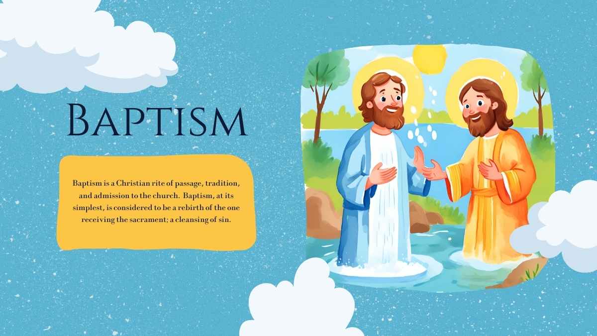 Watercolor Illustrated Jesus Baptism Slides For Children - slide 4