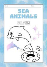 Watercolor Sea Animals Coloring Worksheet