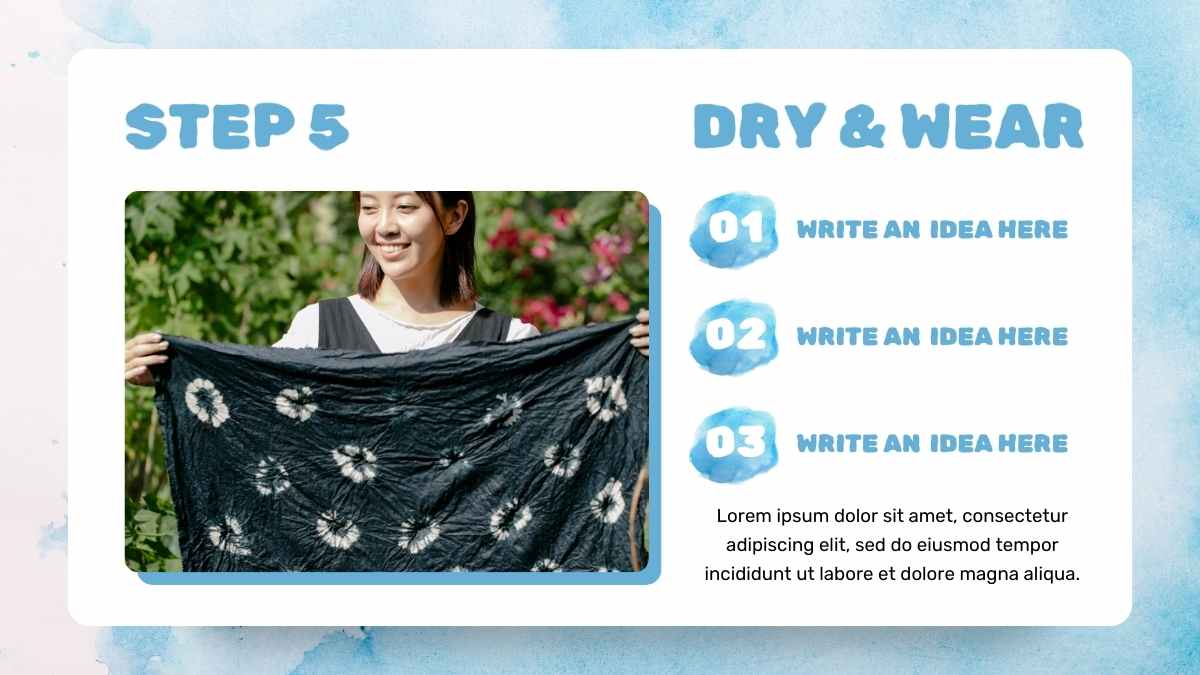 Slides de Tutorial de Tie-Dye em Camiseta com Aquarela - deslizar 13