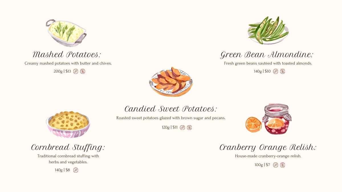 Menu Geser Restoran Bergaya Watercolor untuk Thanksgiving - slide 10