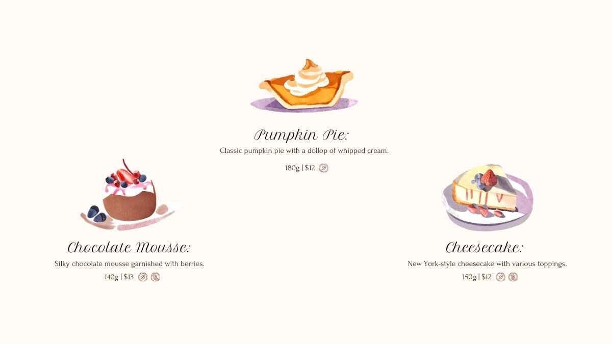 Menu Geser Restoran Bergaya Watercolor untuk Thanksgiving - slide 12