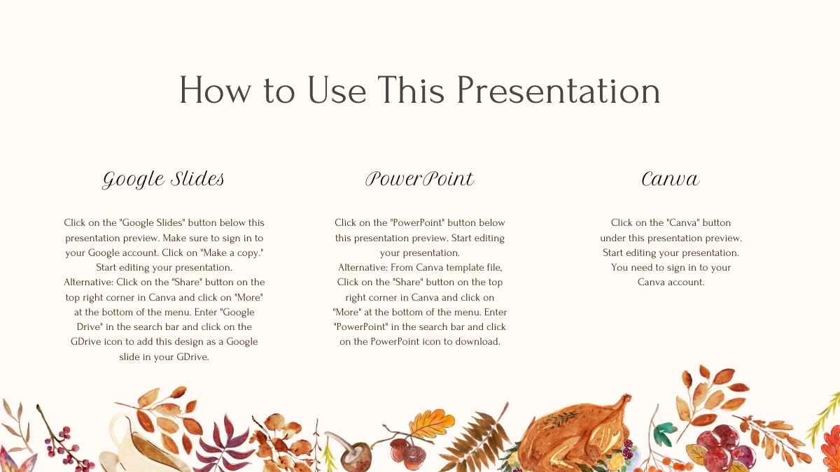 Watercolor Thanksgiving Restaurant Menu Slides - slide 2