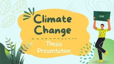 Slides Ilustrativos de Tese sobre Mudanças Climáticas em Amarelo e Verde