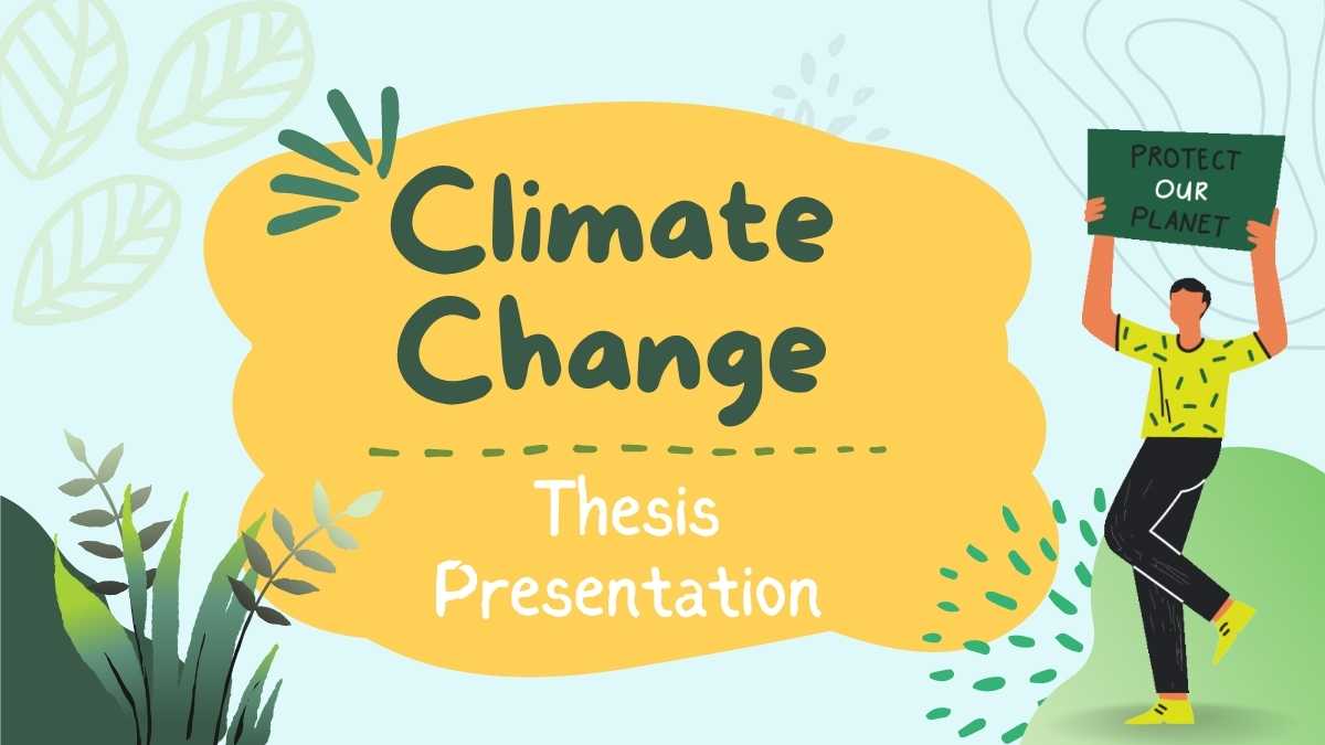 Slides Ilustrativos de Tese sobre Mudanças Climáticas em Amarelo e Verde - deslizar 1